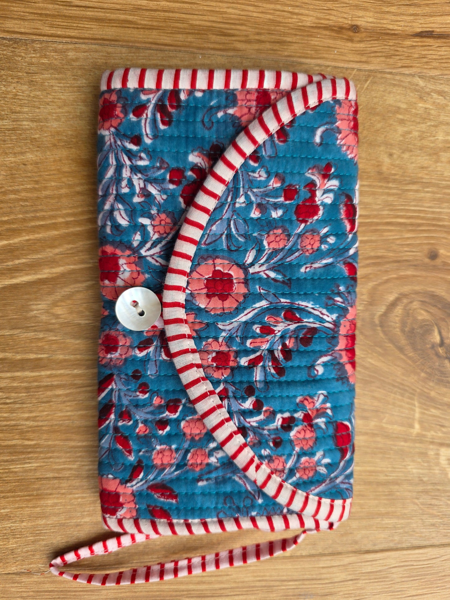 Jewellery Pouch - Mid Blue Floral