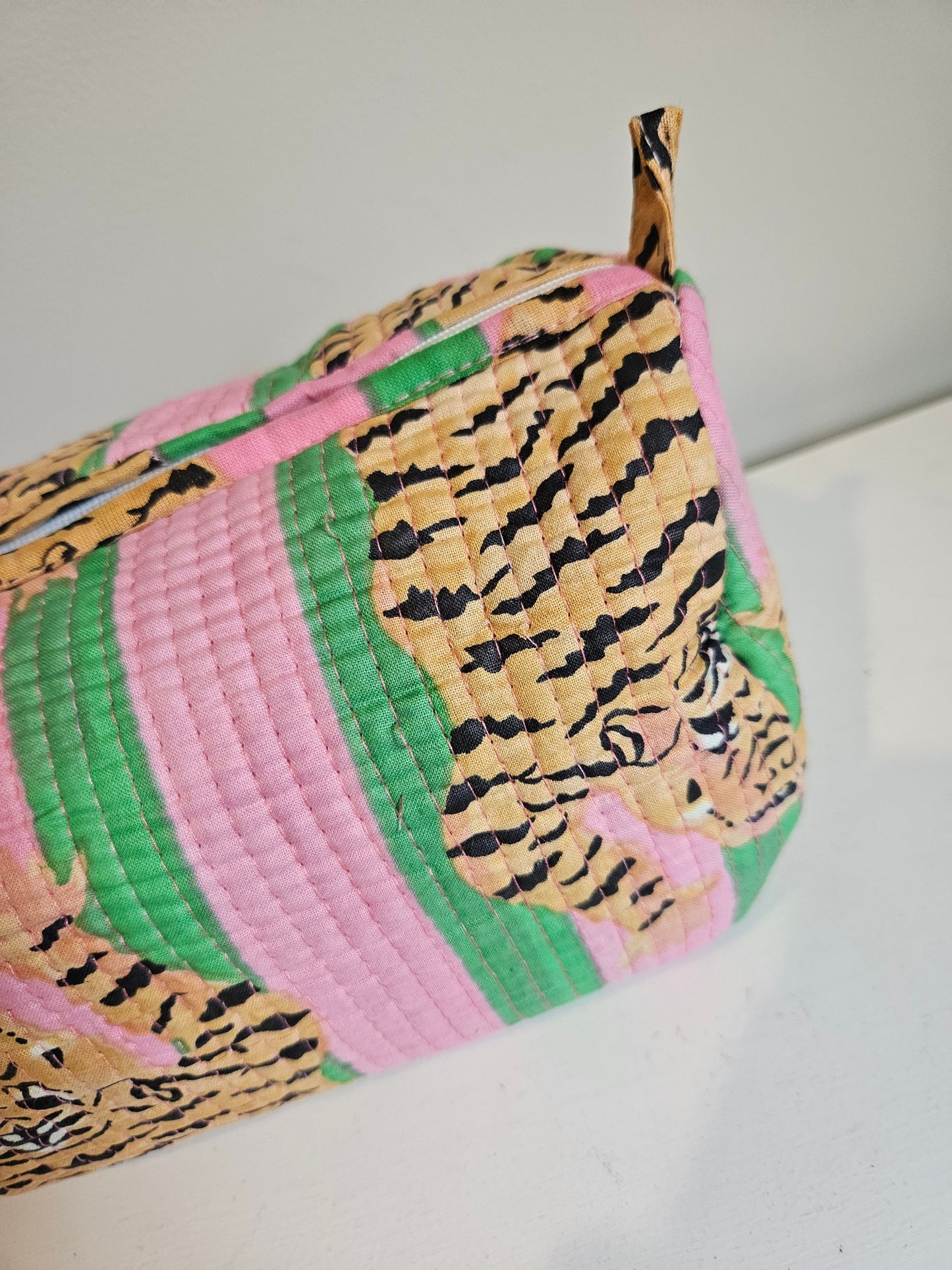 Pink Green Tiger - Vanity Bag Set