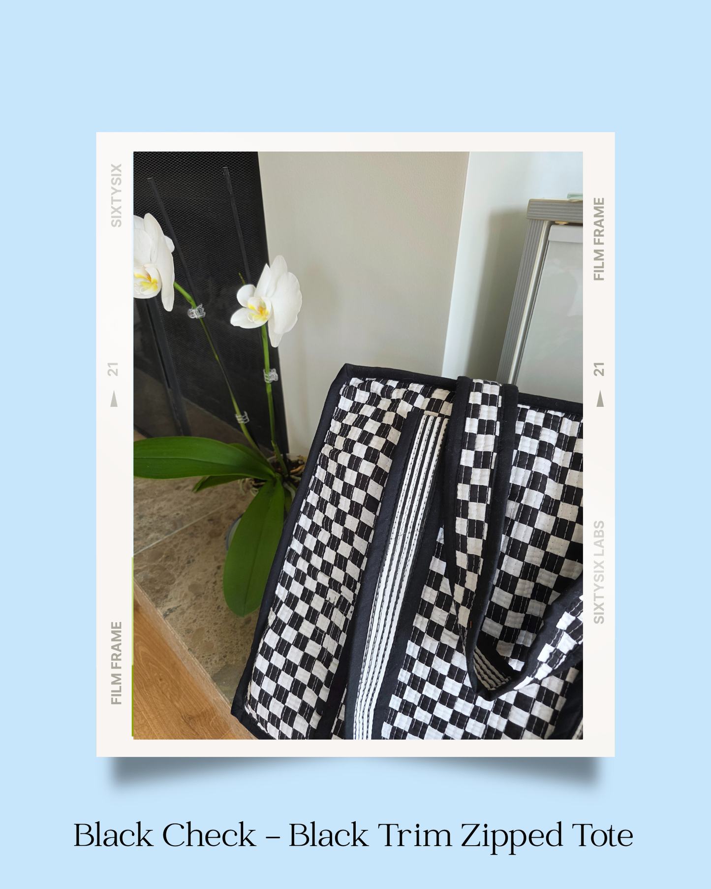 Black Checker Zipped Tote (Black Edge) - NEW SEASON