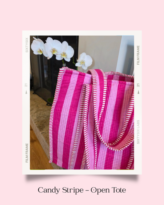 Candy Stripe Open Tote - NEW SEASON