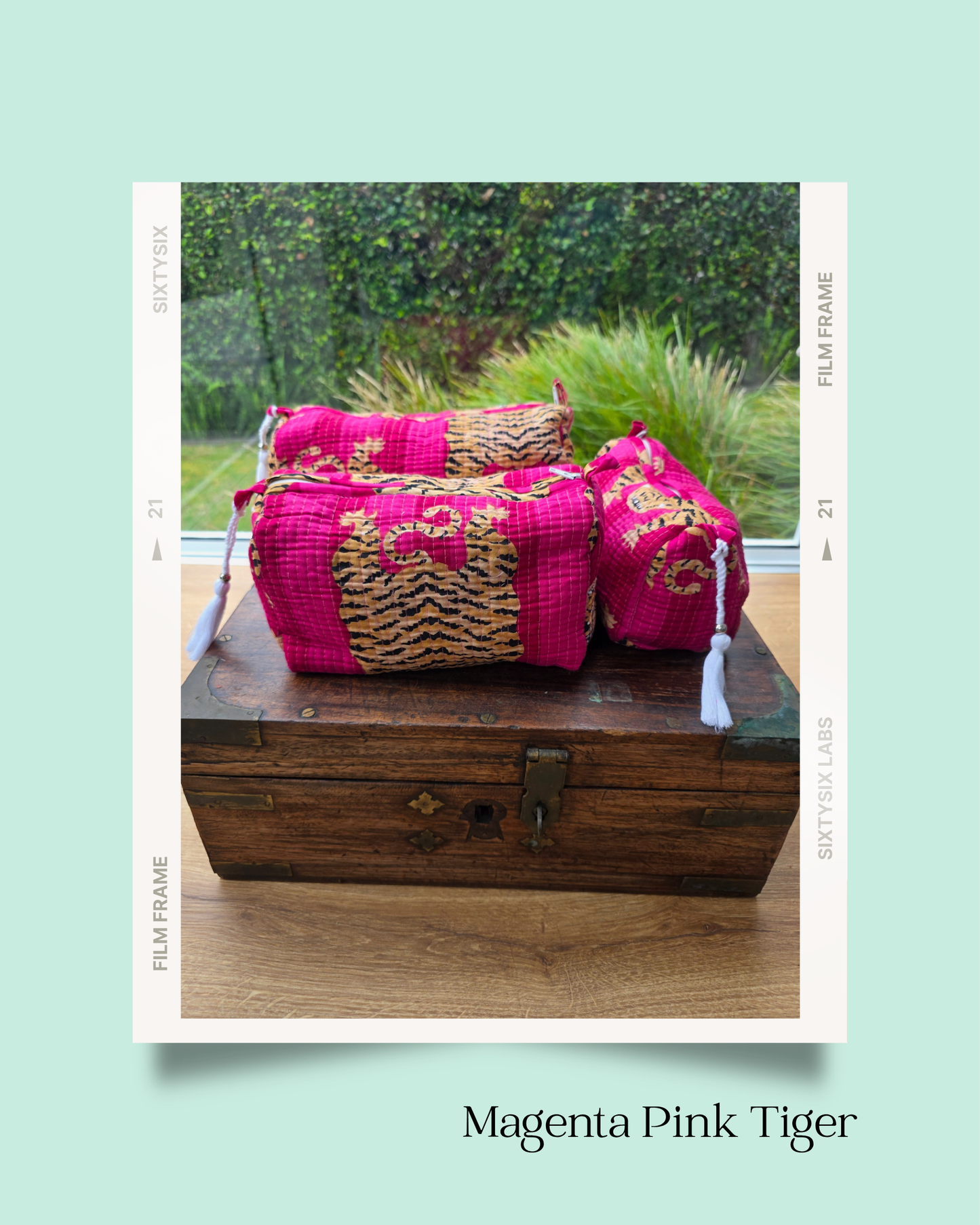 Magenta Pink Tiger - Vanity Bag Set