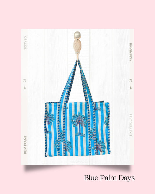 Blue Palm Days - Open Tote Bag