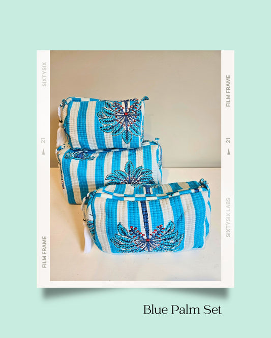 Blue Palm Days - Vanity Bag Set