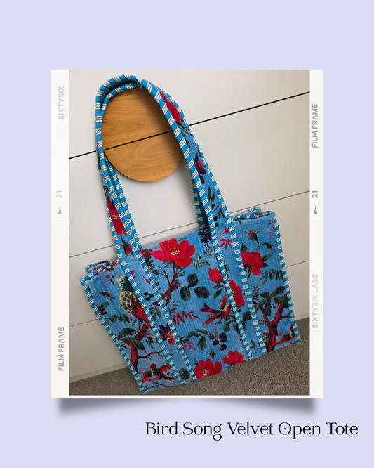 Bird Song - Velvet Open Tote Bag