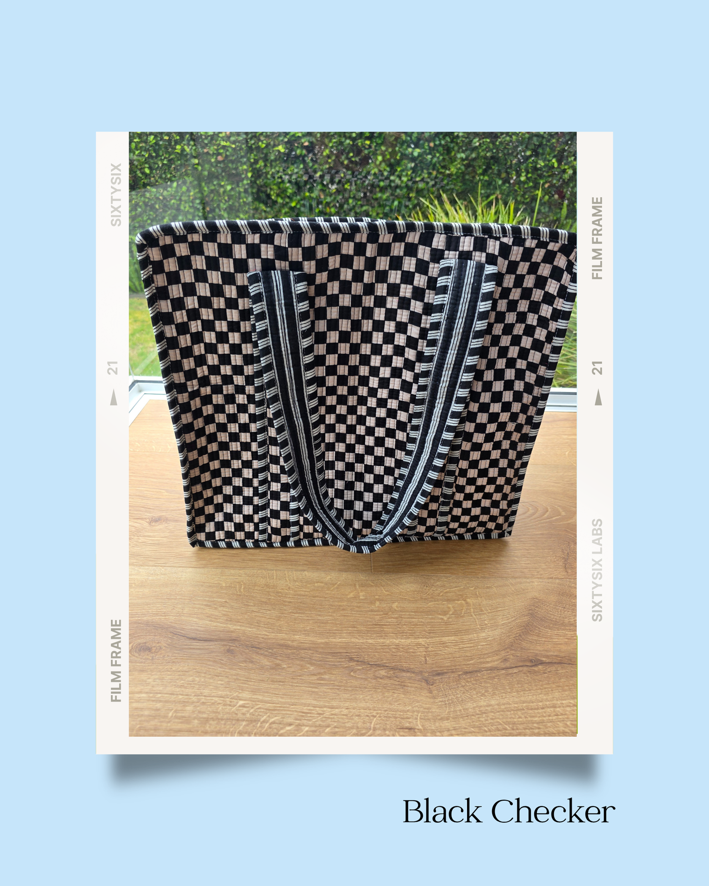 Black Checker Zipped Tote