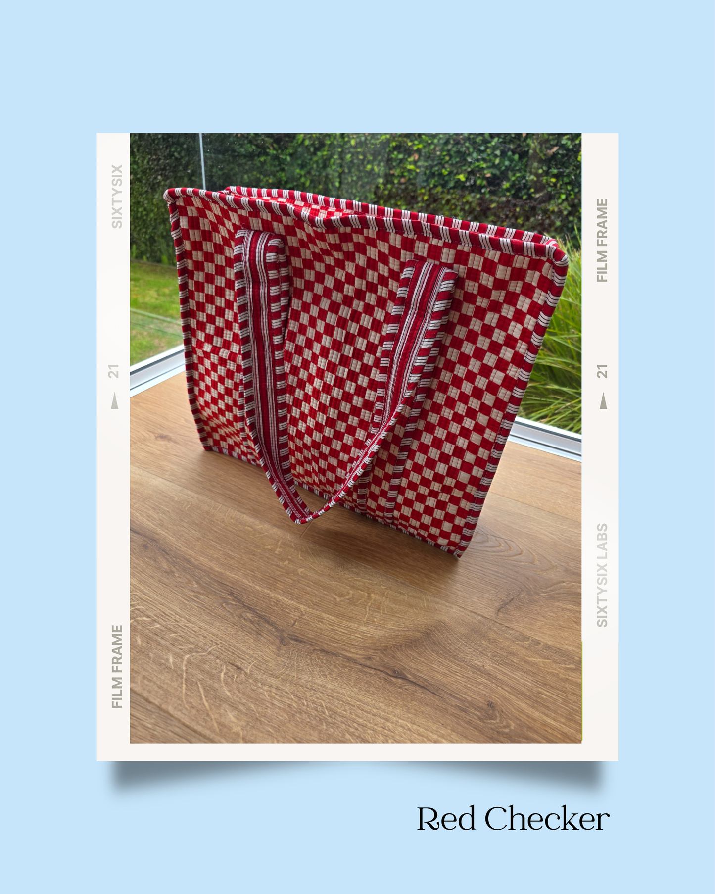 Red Checker Zipped Tote