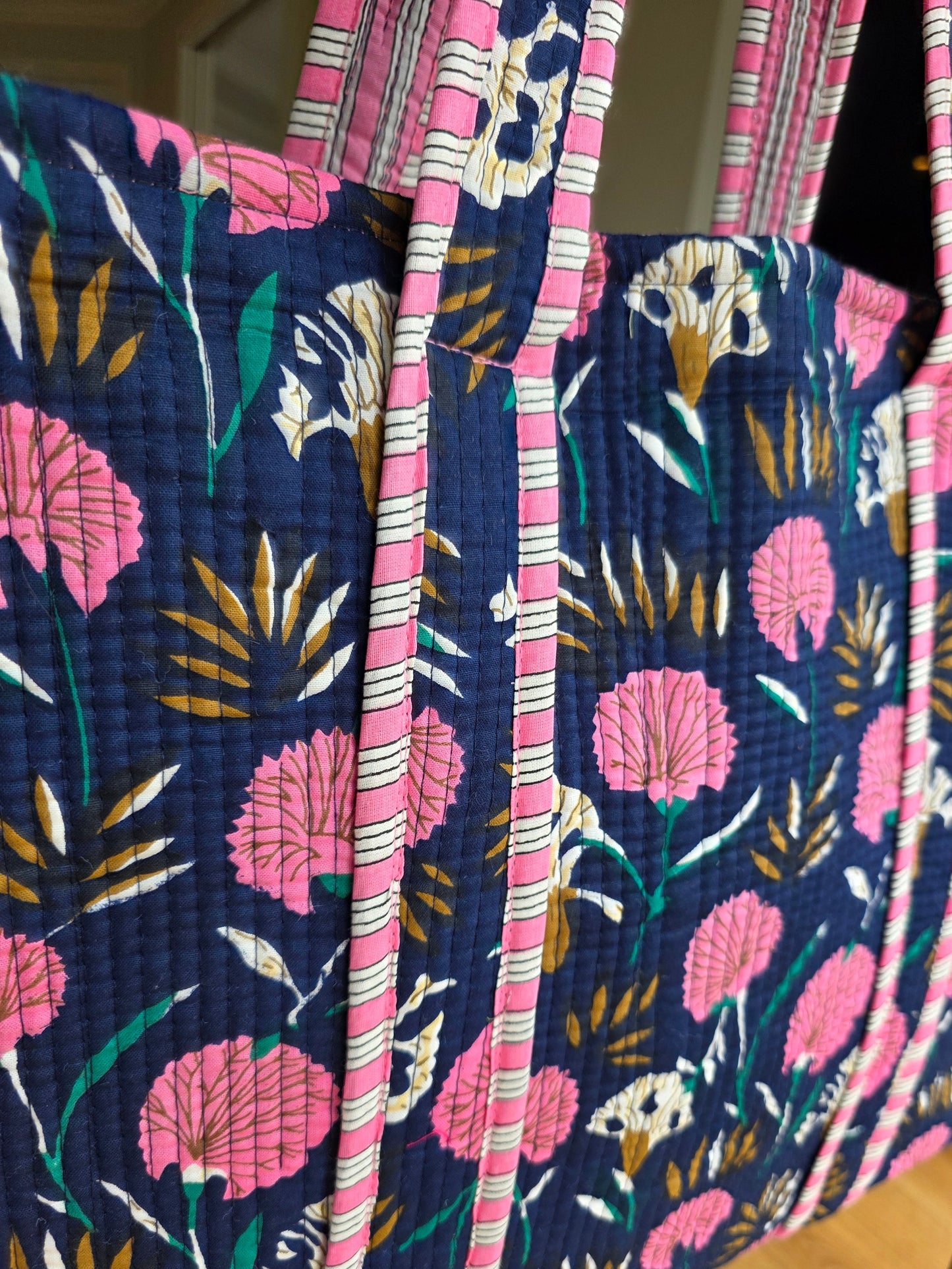 Navy Rose Open Tote - NEW SEASON