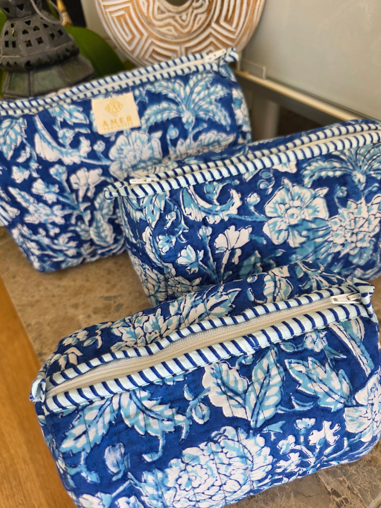 Floral Blue - Vanity Bag Set