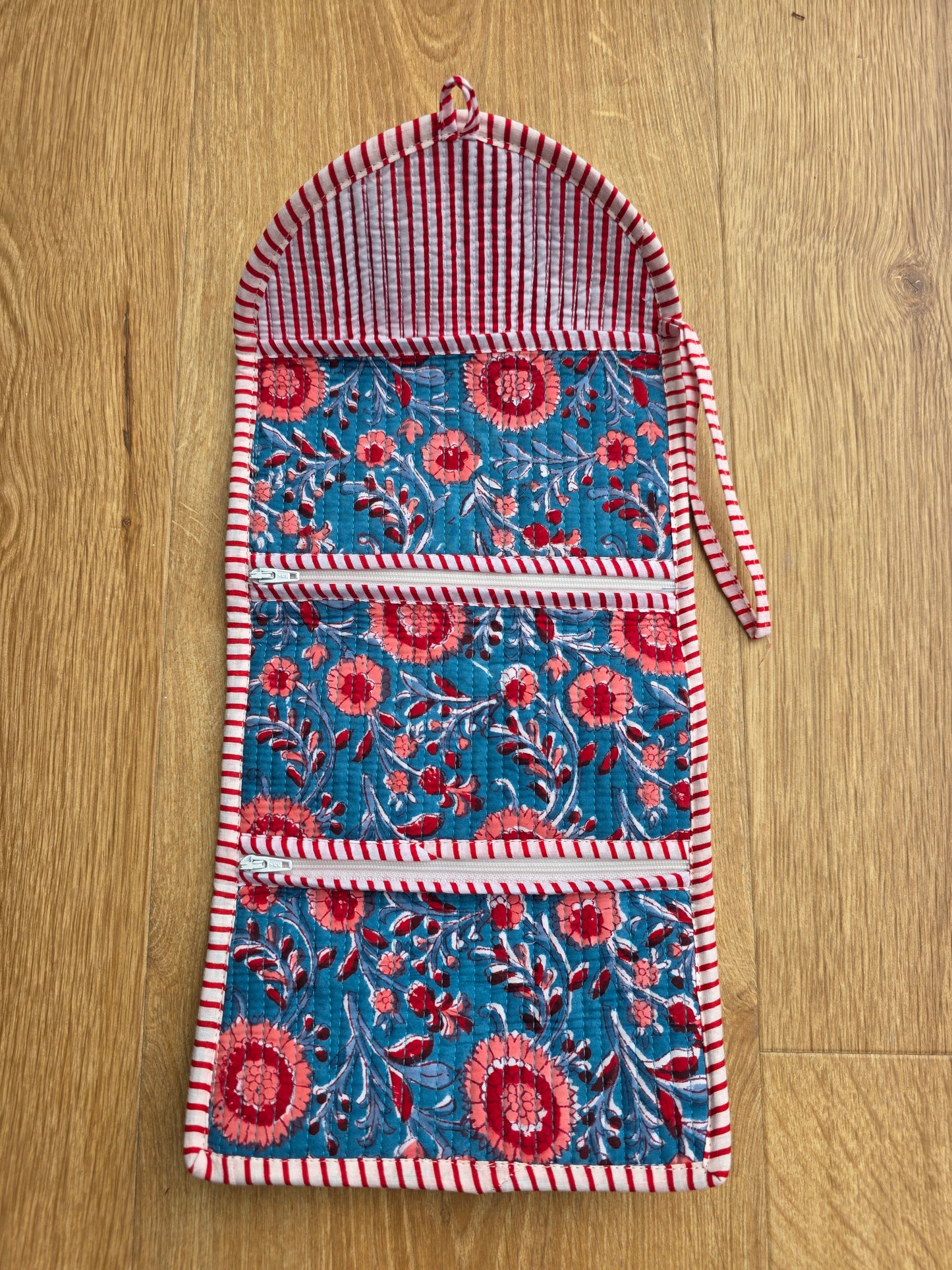 Jewellery Pouch - Mid Blue Floral