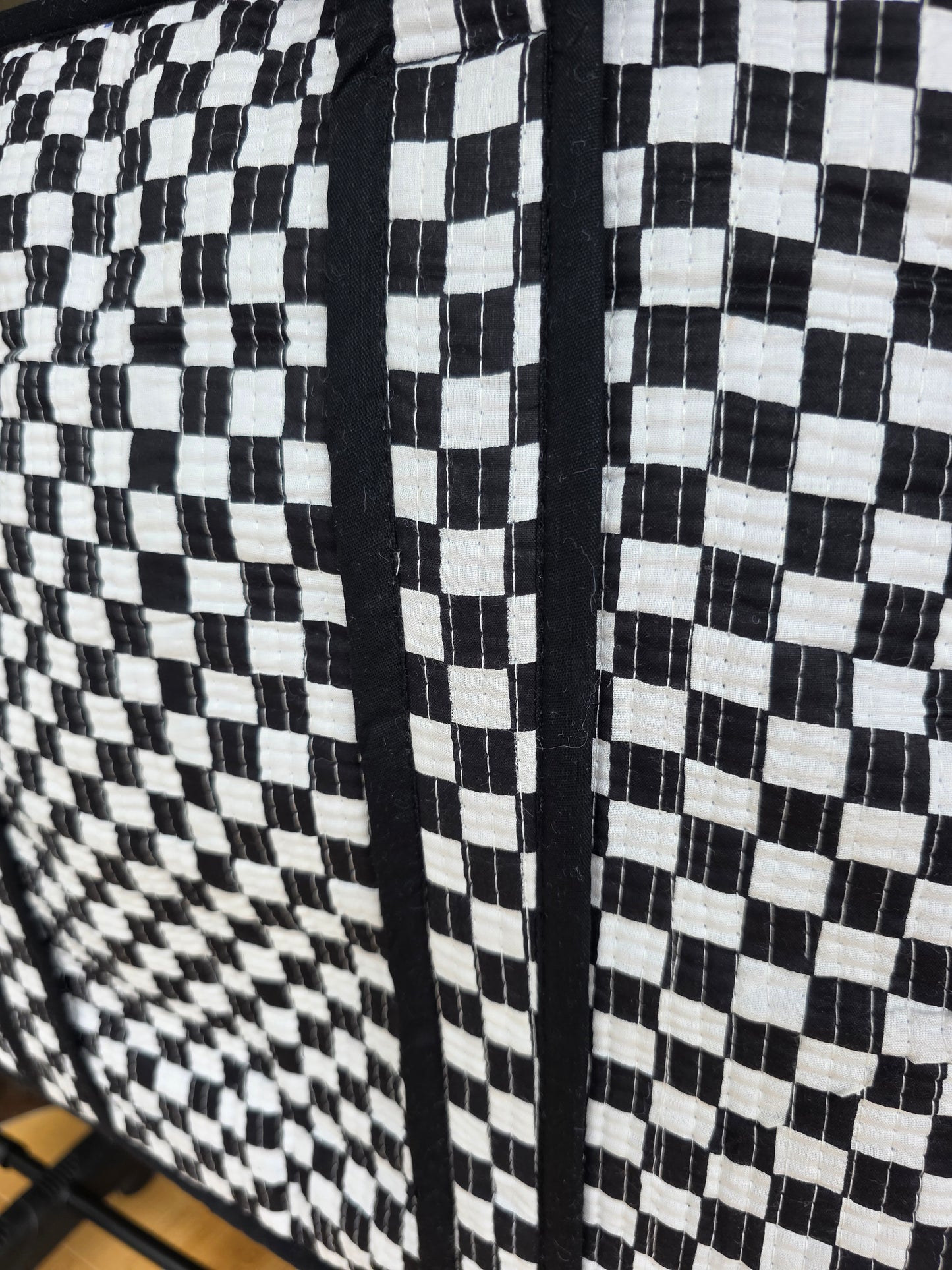 Black Checker Zipped Tote (Black Edge) - NEW SEASON