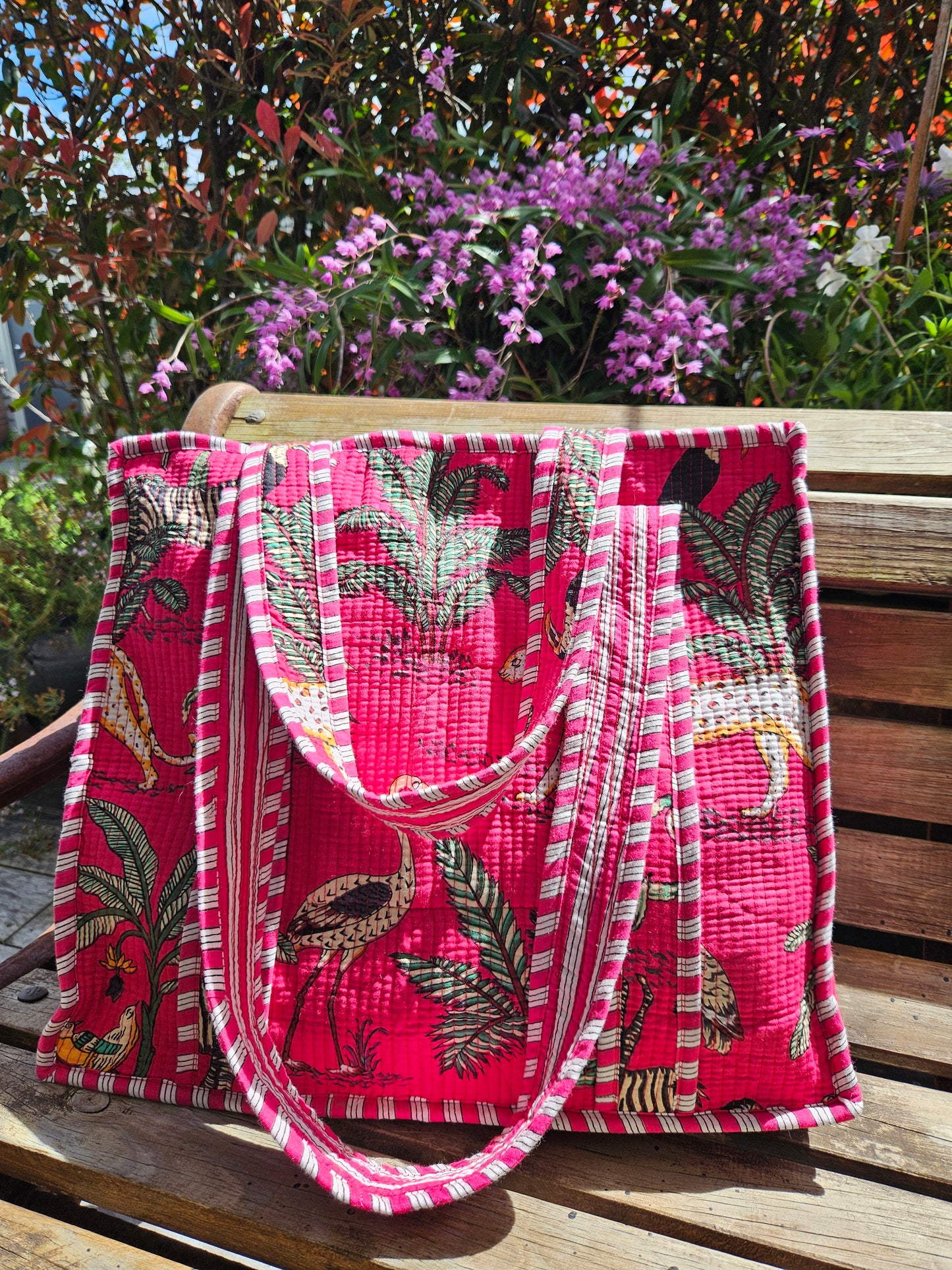 Jungle Pink - Zipped Tote Bag