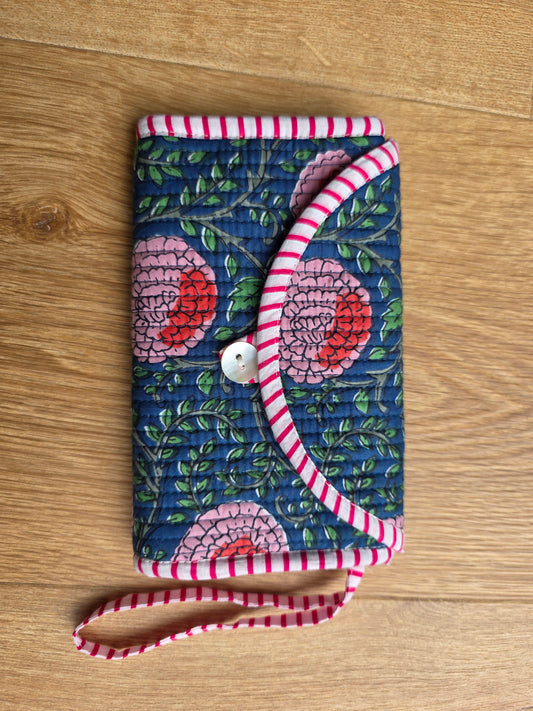 Jewellery Pouch - Dark Blue Floral