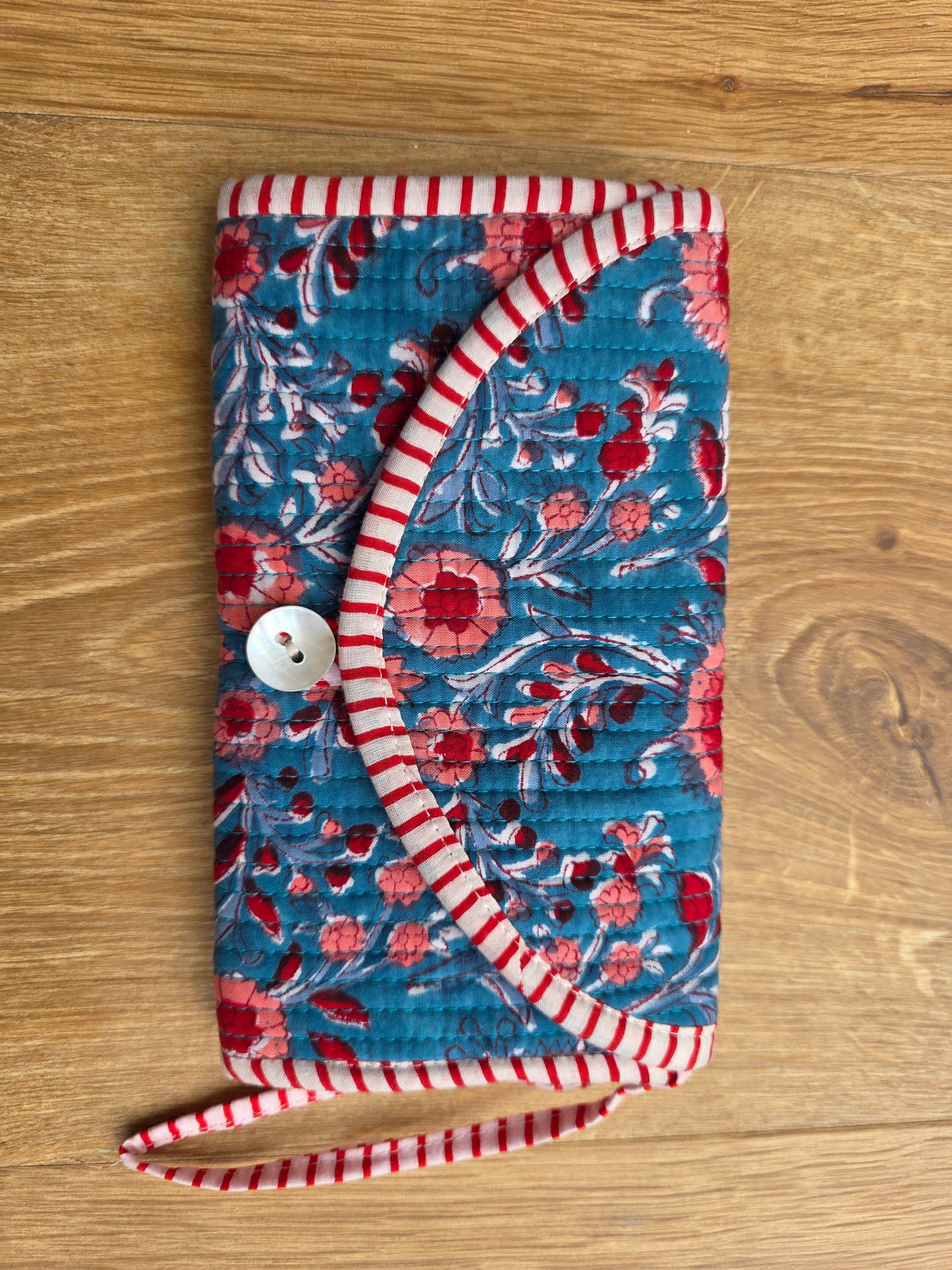 Jewellery Pouch - Mid Blue Floral